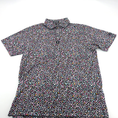 NWT Bad Birdie Drippity Drip Golf Polo Shirt Mens Large L Black Stretch Preppy