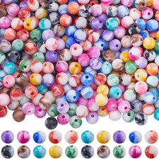 500Pcs round Pattern Beads 8Mm Acrylic Beads Ball Opaque Colorful Assorted Smoo