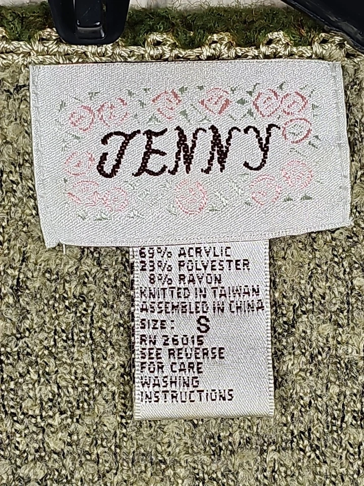 Suéter JENNY Mujer Pequeño Floral Verde Bordado Manga Larga Cárdigan Foto 4 de 4