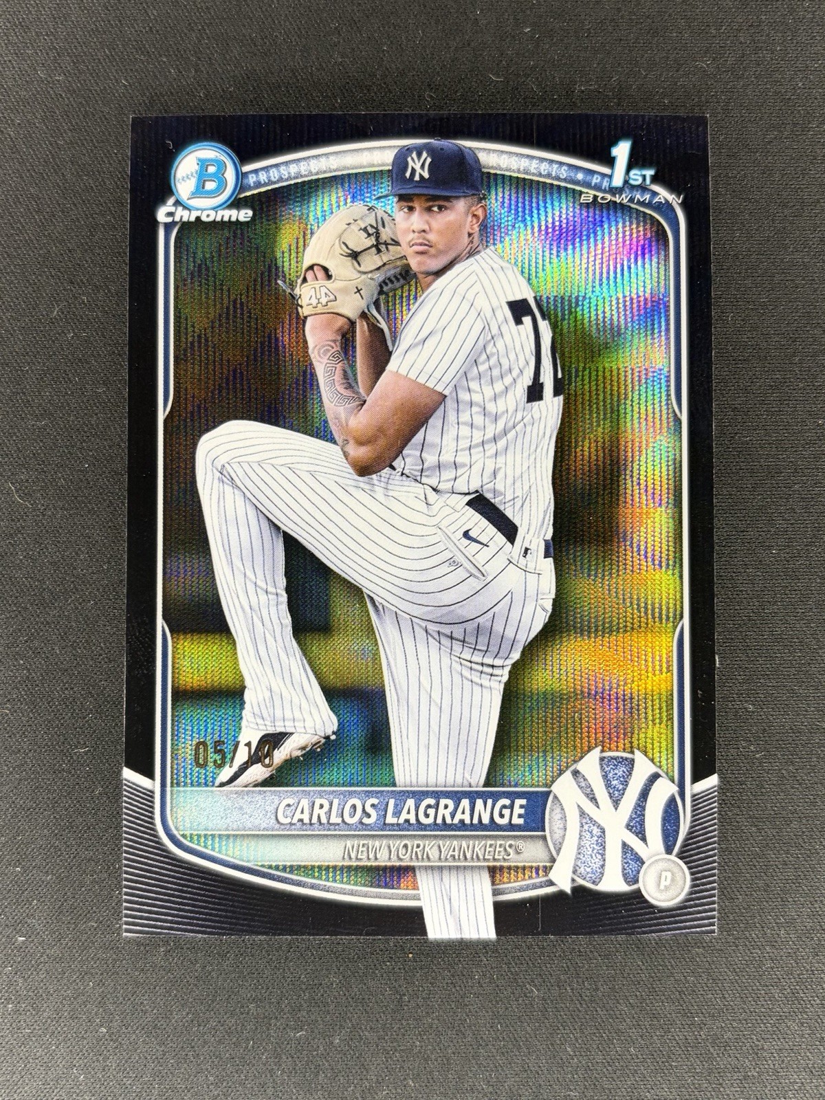2025 Bowman Chrome Carlos Lagrange Black Wave Refractor /10 1st Bowman Yankees
