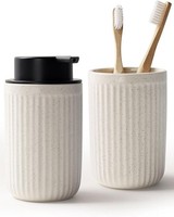 Seifenspender Keramik NachfüLlbar 350Ml Beige Mit ZahnbüRstenhalter FüR KüChe