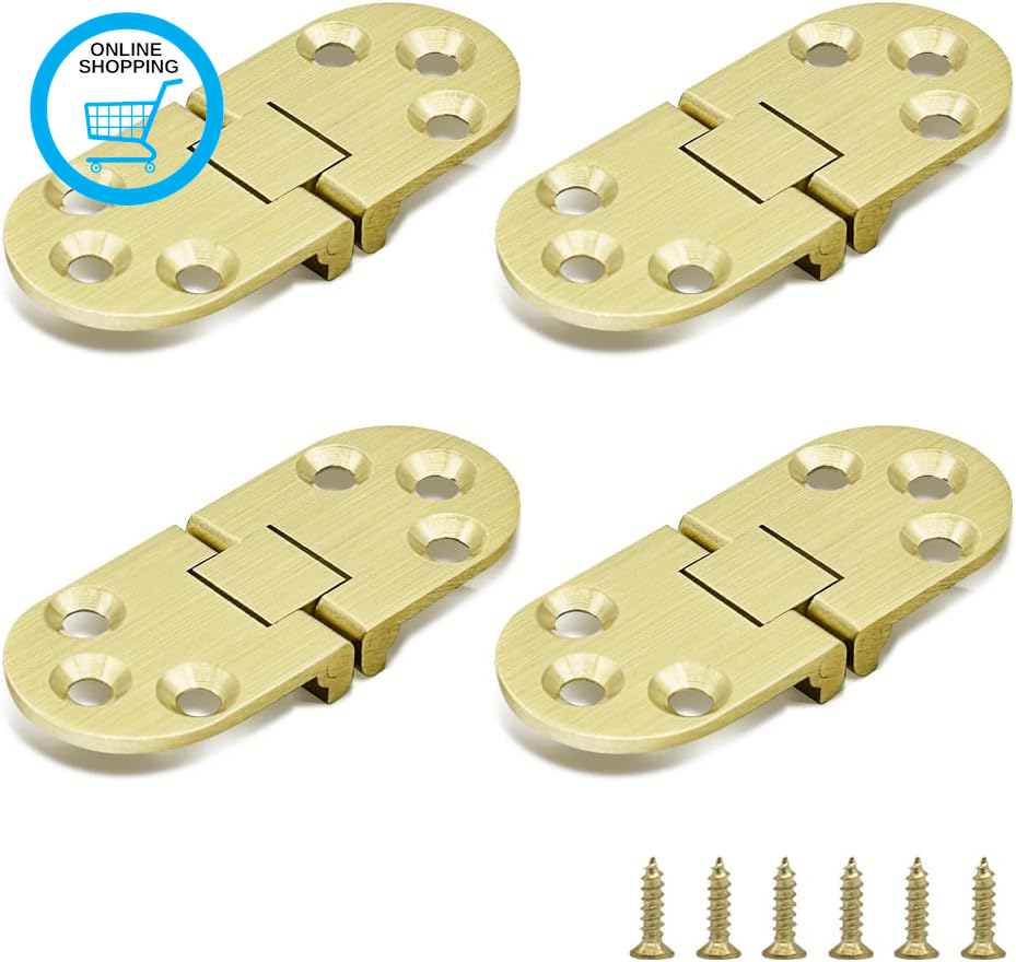 4 Pcs Brass Butler Tray Hinge round Edge, 180 Degree Folding Flip Top Ellipse Ta