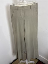 THEORY Wool Cotton Blend Beige Wide Leg Pants Flat Front Womens Size 00 EUC