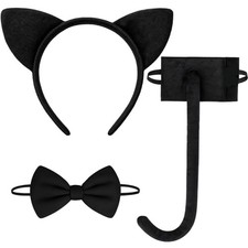 3 Pieces Black Cat Ears Headband Costume Accessories Set   Cat Ears Headwear,