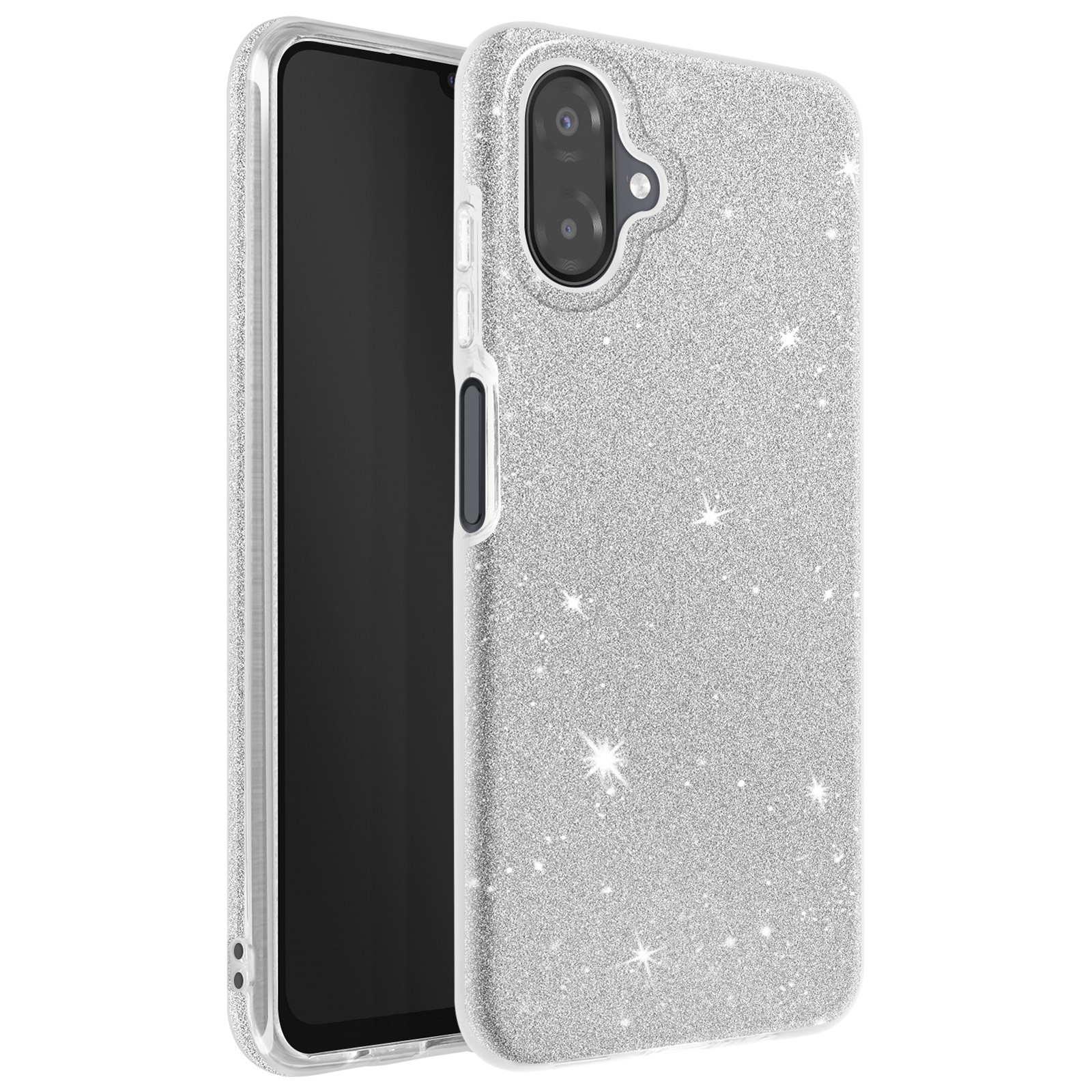 Coque Galaxy A07 pailletée argent Avizar en bi-matière - 4