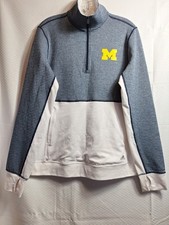 ADIDAS Climalite Michigan Wolverines 1/4 Zip Pullover Sz M Blue White Yellow