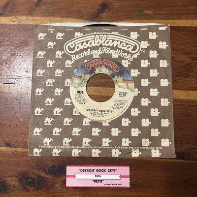 KISS Beth/Detroit Rock City - 45 RPM 7'' Record 1976 Casablanca w/Juke box strip 