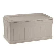 Suncast Db9750 129 Gal Resin Deck Box With Seat, Light Taupe