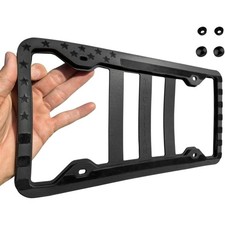 Durable American Flag License Plate Holder - Fits All Vehicles - Made in USA