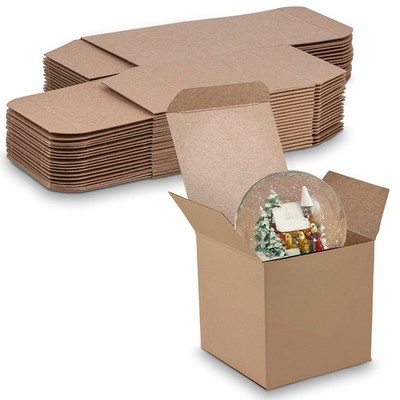 MT Products Tuck Top Kraft Paperboard Gift Boxes 4'' x 4'' x 4'' - Pack of 30