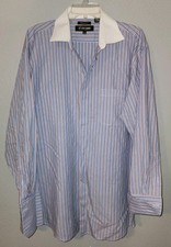 Stacy Adams Red White Blue Striped Dress Shirt French Cuff Mens Sz 17 32/33