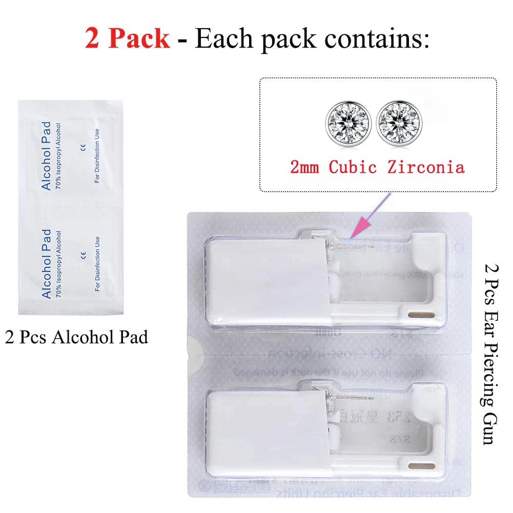 2Pcs Safety Ear Piercing Kit Disposable Self Nose Piercing Gun with Ear Stud US image 5
