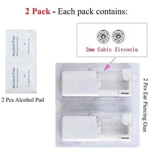2Pcs Safety Ear Piercing Kit Disposable Self Nose Piercing Gun with Ear Stud US image 5