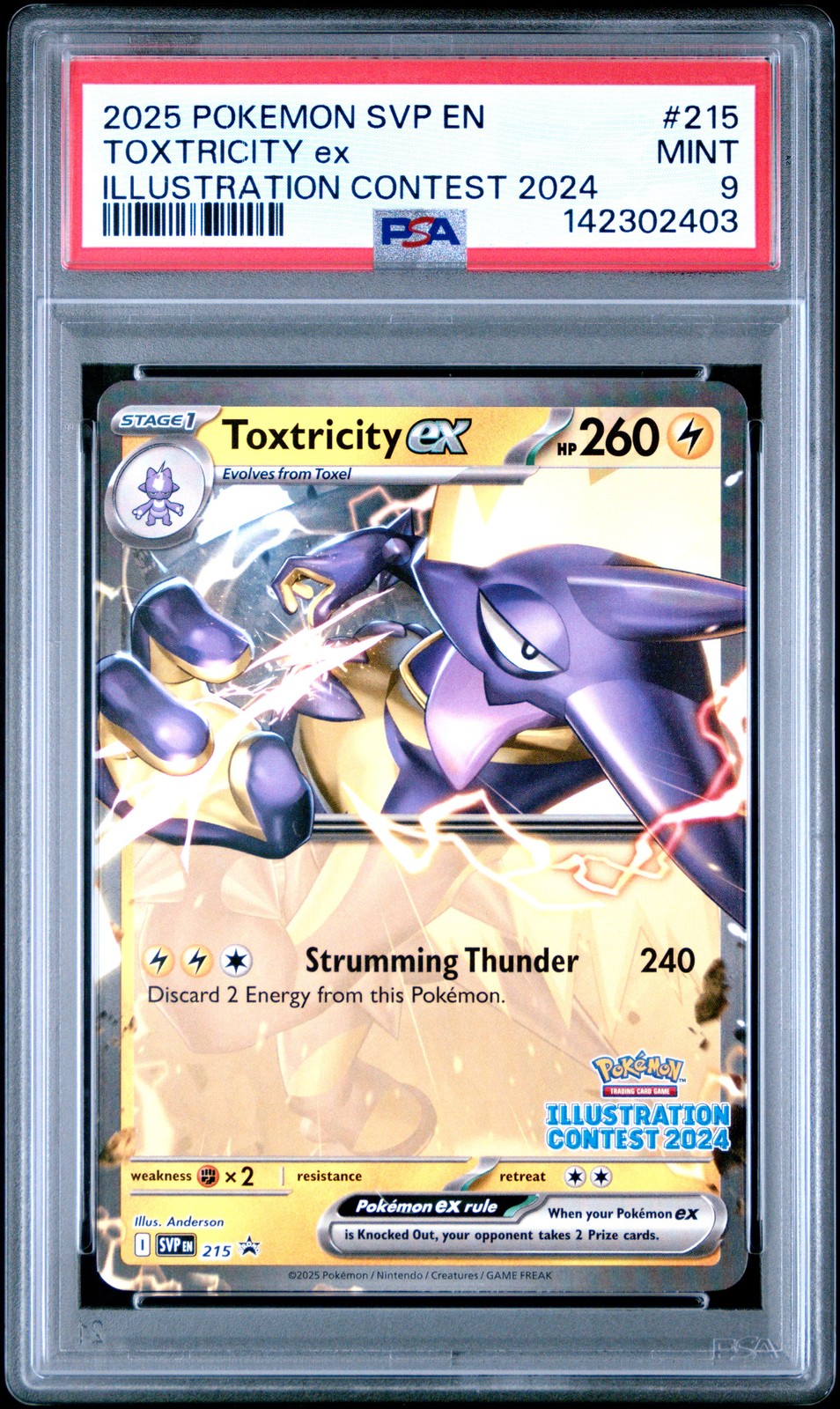 2025 POKEMON SVP EN-SV BLACK STAR PROMO #215 TOXTRICITY EX PSA 9