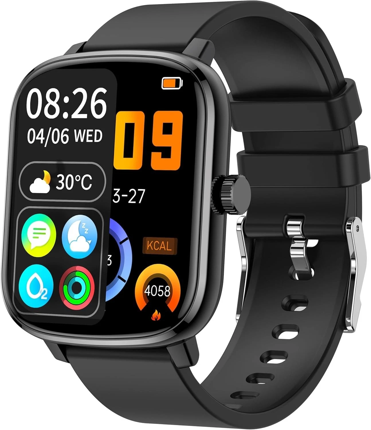 Fitness Activity Tracker Watch Heart Rate Monitor Pedometer for Women-Black