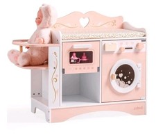ROBUD Pink Baby Doll Bed, Wooden Doll Changing Station w/Seat FREE SHIP