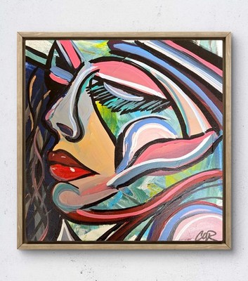 CORBELLIC Profile Oil 12x12 Abstract Expressionism Fine Art Original Collectible