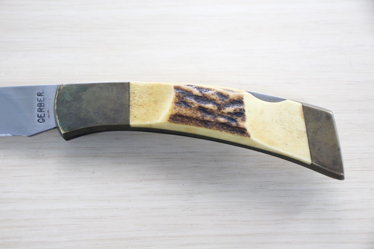 Vintage Gerber Folding Sportsman II FS2 Stag Handle Lockback Knife