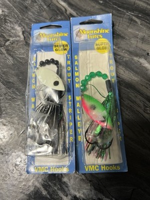 New TWO (2) MOONSHINE TROLLING Flies Super Glow in Original Package-USA MADE