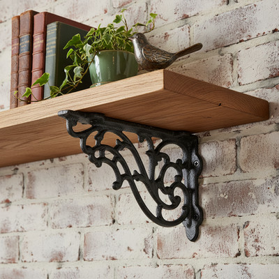 Scrolled Shelf Bracket, Cast Iron Vintage Scrollwork Shelf Support, 5.3''