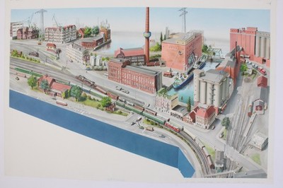 Ivo Cordes Originalzeichnung/Schaubild Modelleisenbahn HH-Unterelbe (G13)