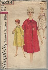 SIMPLICITY 4214 Vintage Sewing Pattern Misses' Nightgown and Robes, Size 14
