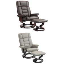 HOMCOM Swivel Recliner with Ottoman, Faux Leather Reclining Chair