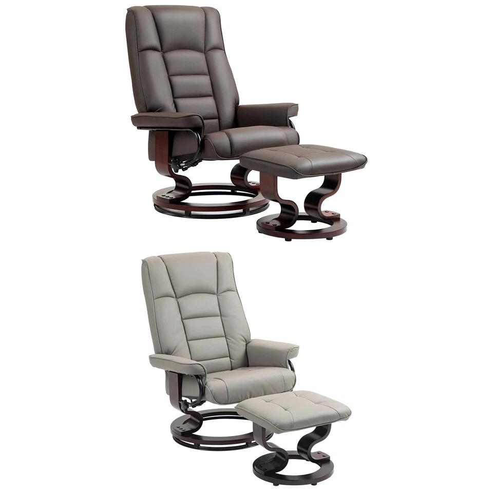 HOMCOM Swivel Recliner with Ottoman, Faux Leather Reclining Chair
