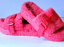 UGG Women's Fluffita Slippers Platform Slides Sandals Size 10 Hot Pink Fluffy