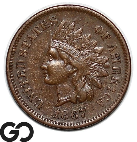 1867 Indian Head Cent Penny, XF++/AU Better Date
