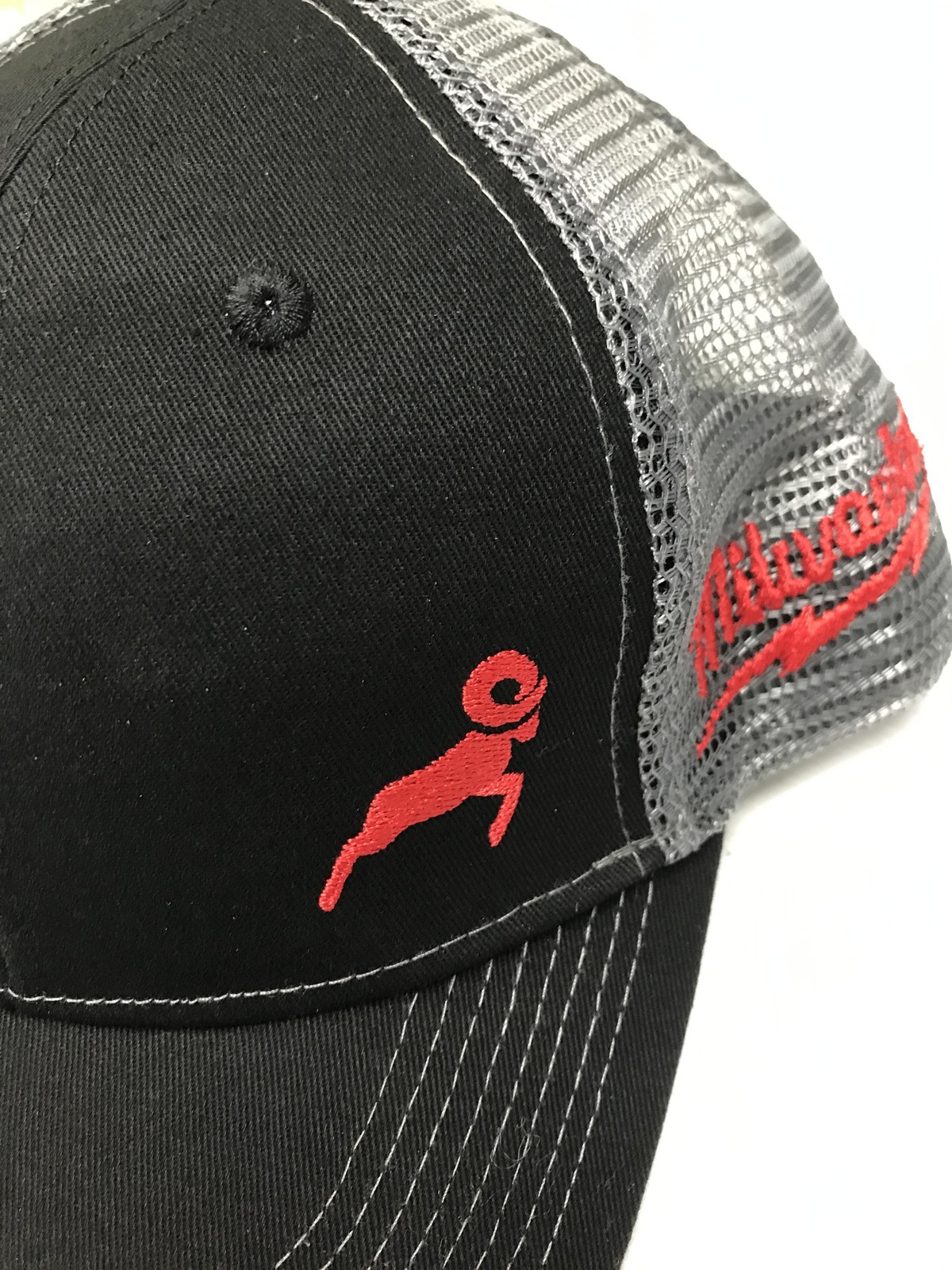 Milwaukee Hat Cap Snap Back Black Gray Trucker Me… - image 6