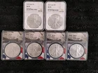 Lot Of 6 - American Eagle $1  Coins, 2-MS70 2024, 4 - MS70 2025 Coins