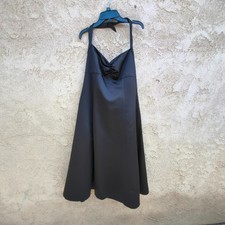 David's Bridal Black Satin Halter Dress 12 A-Line Silhouette Zip Closure Formal