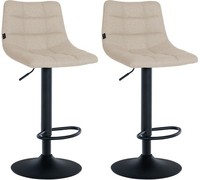 2Er Set Barhocker Jerry Stoff Schwarz Creme