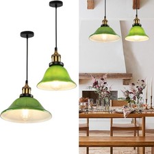 Vintage Chandelier Pendant Lamp Green Glass Ceiling Light Dining Room Fixtures