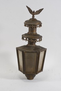 O60G25 Antike Laterne Kutschenlampe mit Adler Figur 19.Jh