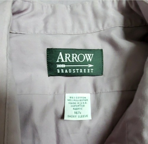 Arrow Bradstreet Lavender Herren Kurzarm Hemd 16,5 Kurzarm Oberhemd - Bild 3 von 12
