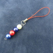 BUFFALO BILLS NY NFL Cell Phone Charm Czech Glass Pearls Blue White Red Football