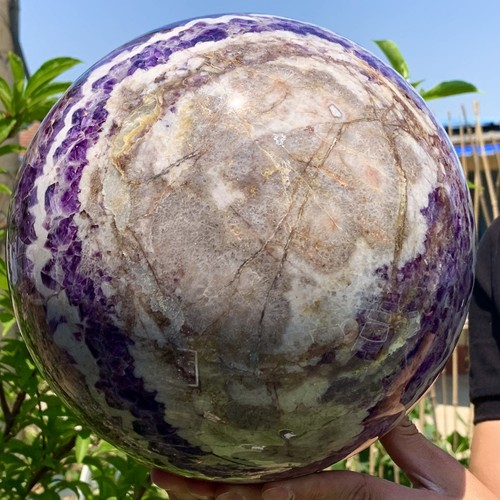 32.03LB Natural beautiful Dream Amethyst Quartz Crystal Sphere Ball Healing - 第 8/16 張圖片