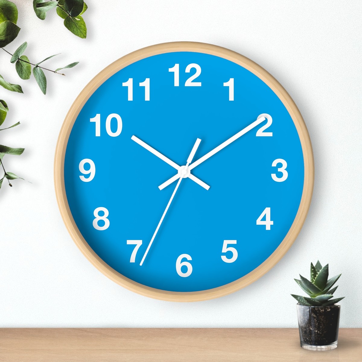 Wall Clock - Blue Background with White Numbers | eBay