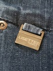 Lissette Size 40 US 10 Pull On Blue Jeans Stretch Side Stripe Black Floral Pants — photo 9
