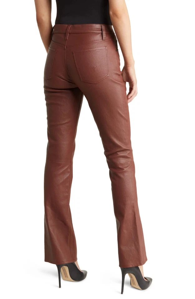 Pantalones de cuero de cordero Hudson Barbara de tiro alto para mujer talla 29 Foto 2 de 4