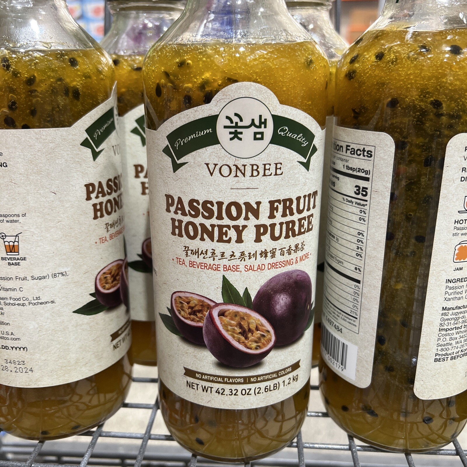 Vonbee Passion Fruit Honey Puree, Tea, Beverage, Base, Salad Dressing