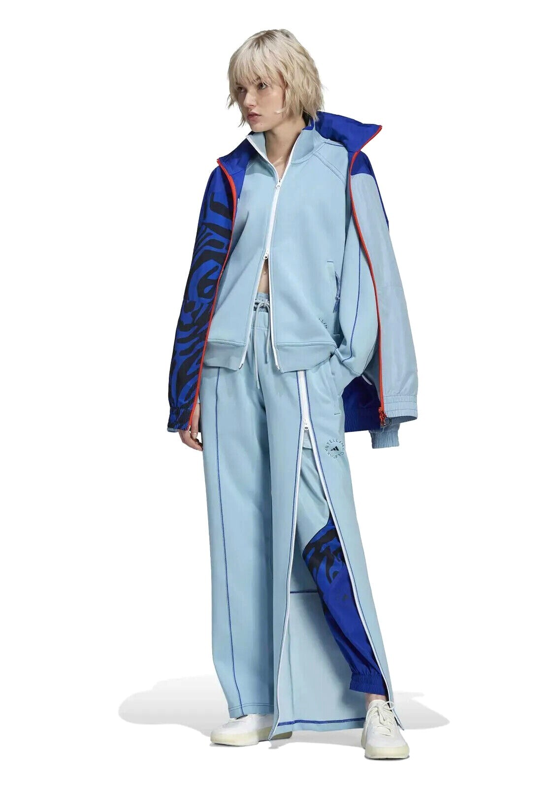 Adidas x Stella McCartney Unisex Full Zip Track Suit: Jacket & Pants. Color Blue image 3
