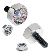2 Polished Billet Hex Fastener License Plate Frame Tag Bolts 911 EAGLE USA