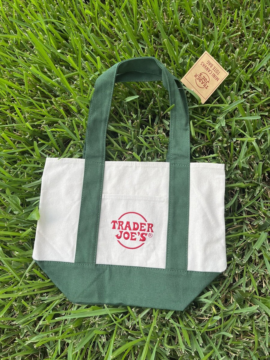 Trader Joe's Mini Canvas Tote Bag GREEN Reusable Limited