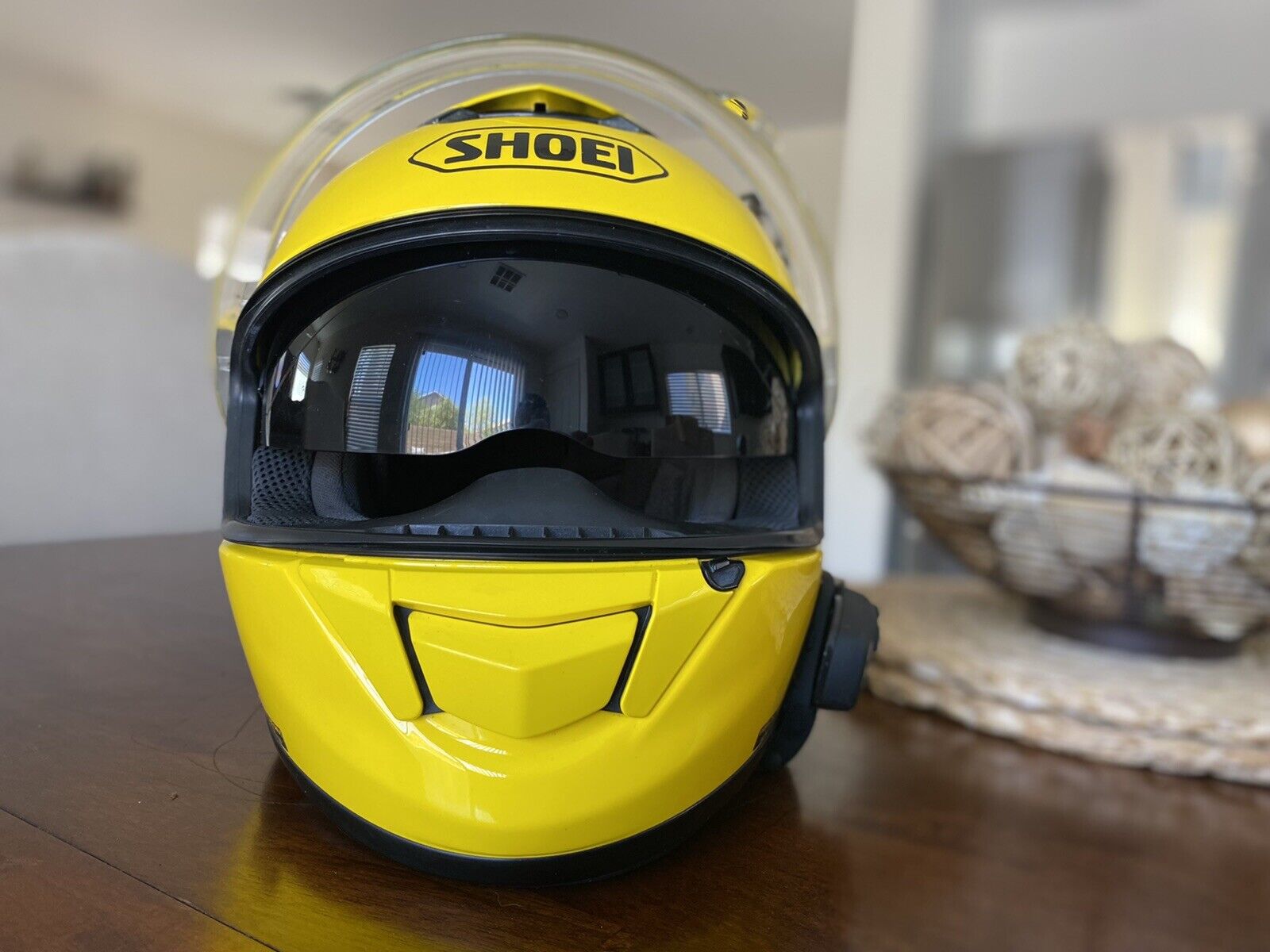 Shoei GT-Air Hi-Viz Yellow Touring Motorcycle Helmet Size M w/Sena 10S