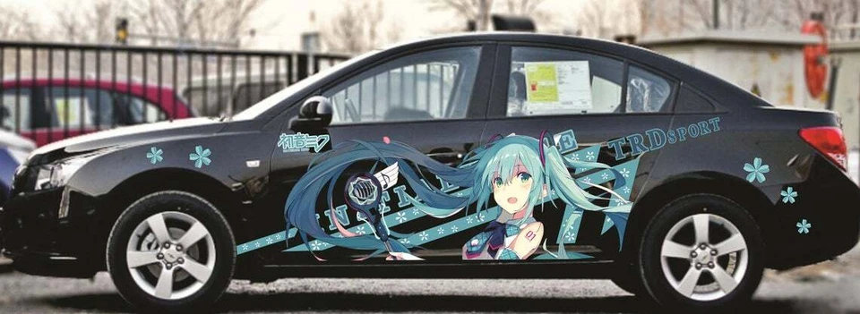Anime ITASHA Hatsune Miku coche lateral puerta coche pegatina envoltura apto para cualquier coche Foto 2 de 4