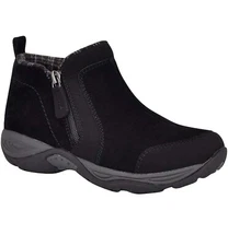 EASY SPIRIT Womens Black Back Pull-Tab Evony Toe Wedge Zipper Booties 6M NIB