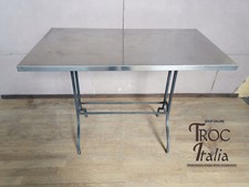 TAVOLO IN FERRO CON PIANO IN ACCIAIO ORIGINALE DI EPOCA 900' VINTAGE BUONO STATO